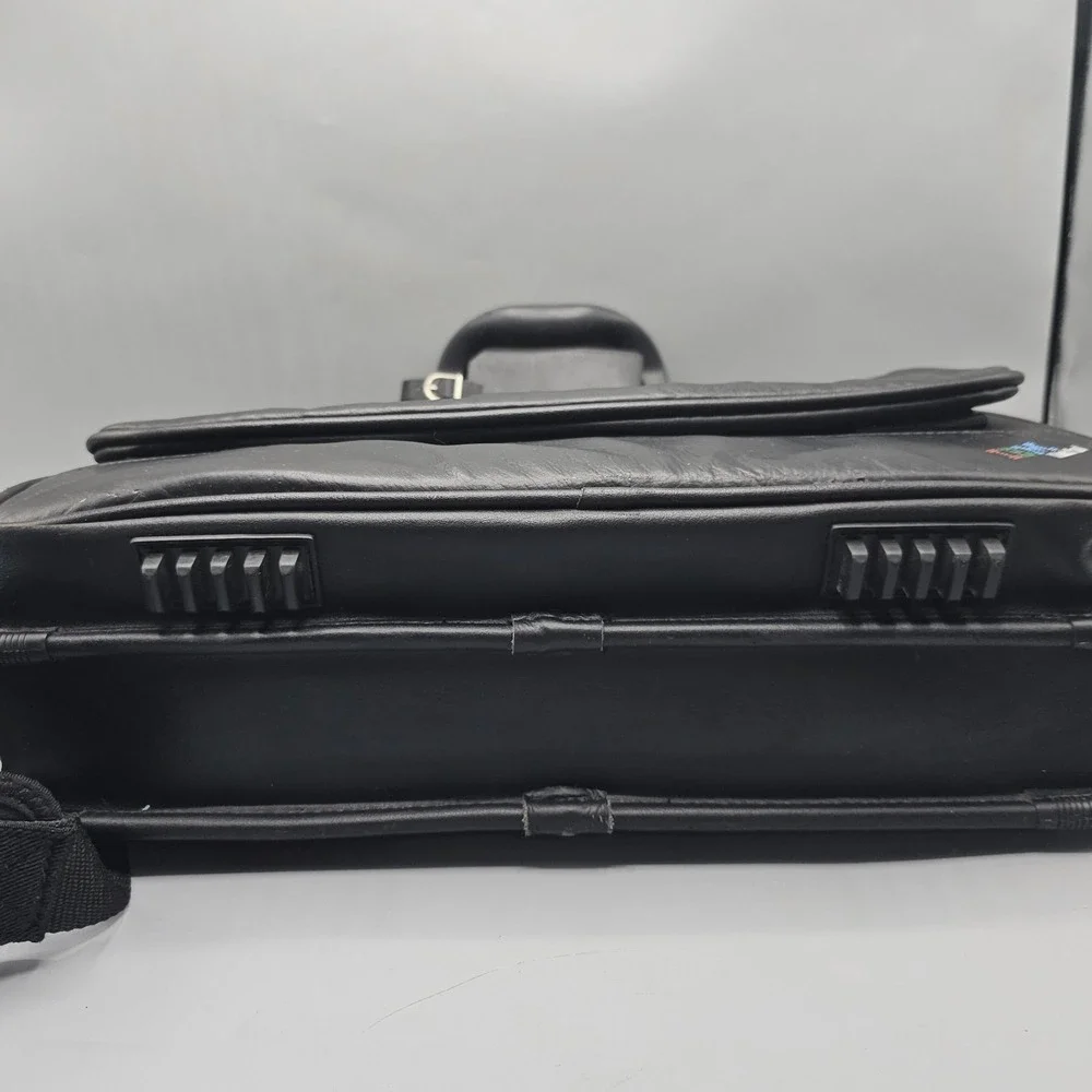 Vtg IBM ThinkPad Laptop Bag Black Leather Padded Carryon Case Briefcase Luggage
